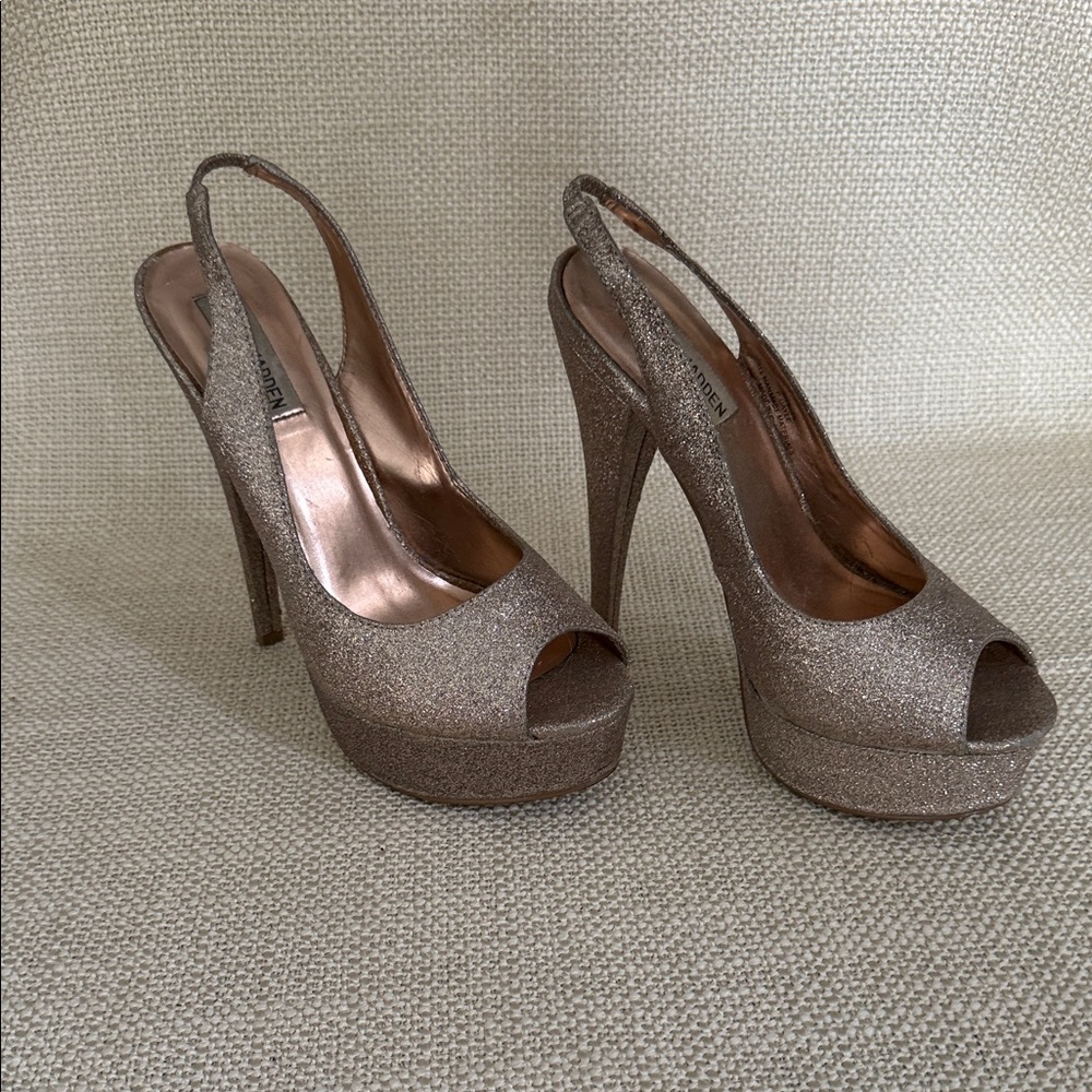 Steve Madden Glitter Platform Slingback Heels